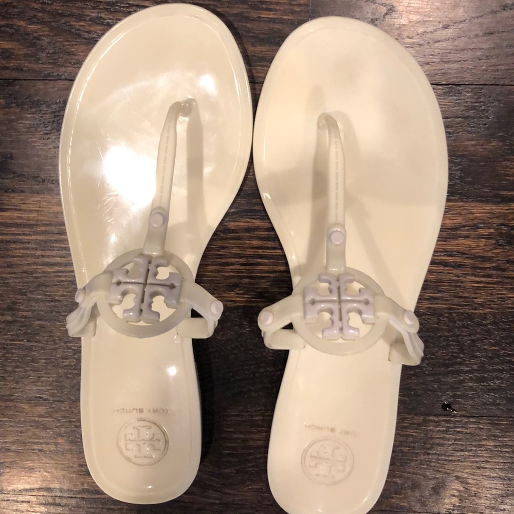 Tory Burch ivory jelly sandals.  Size 8.